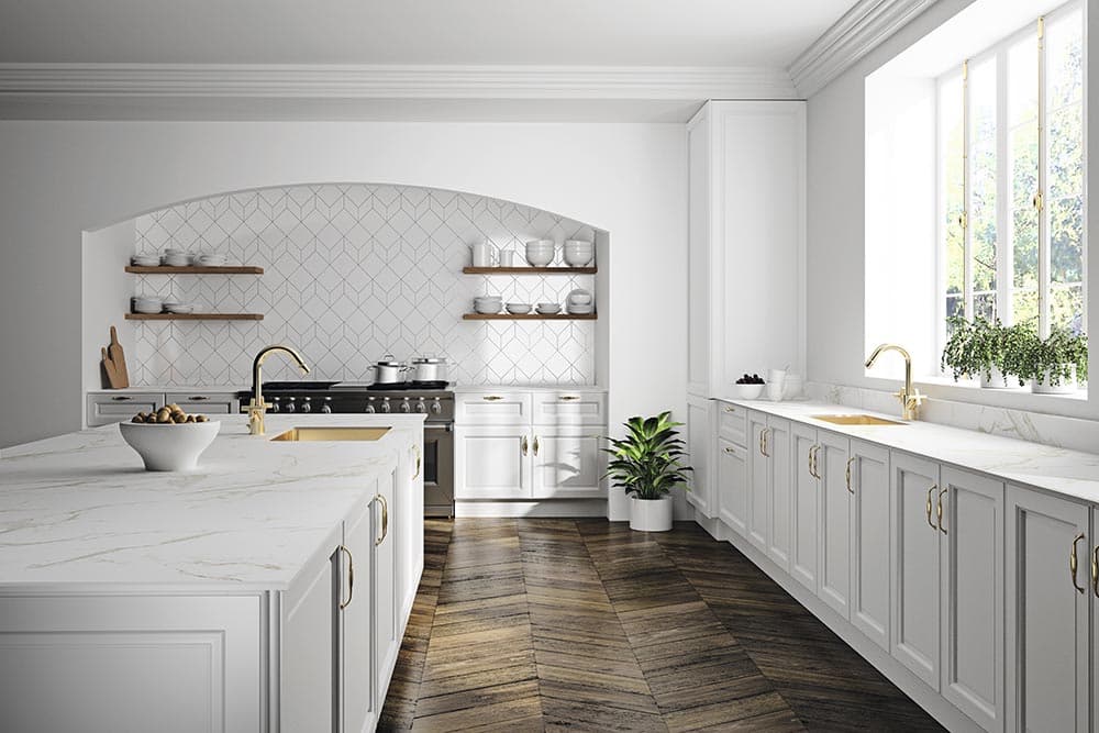 Dekton cocina blanca con arco